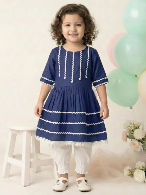 Girls Cotton Rayon Frock Dress with Pyjama